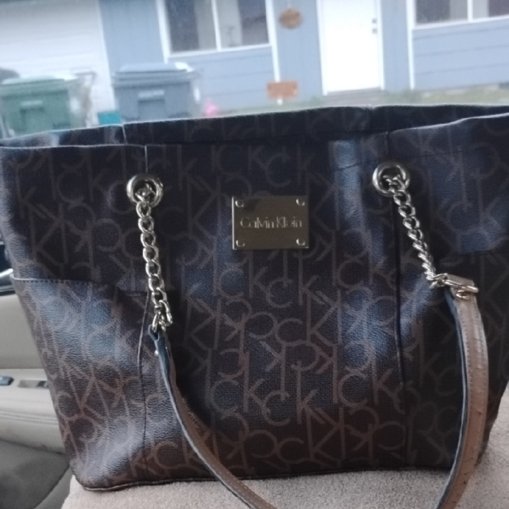 Calvin Klein Dark Brown Monogram Tote